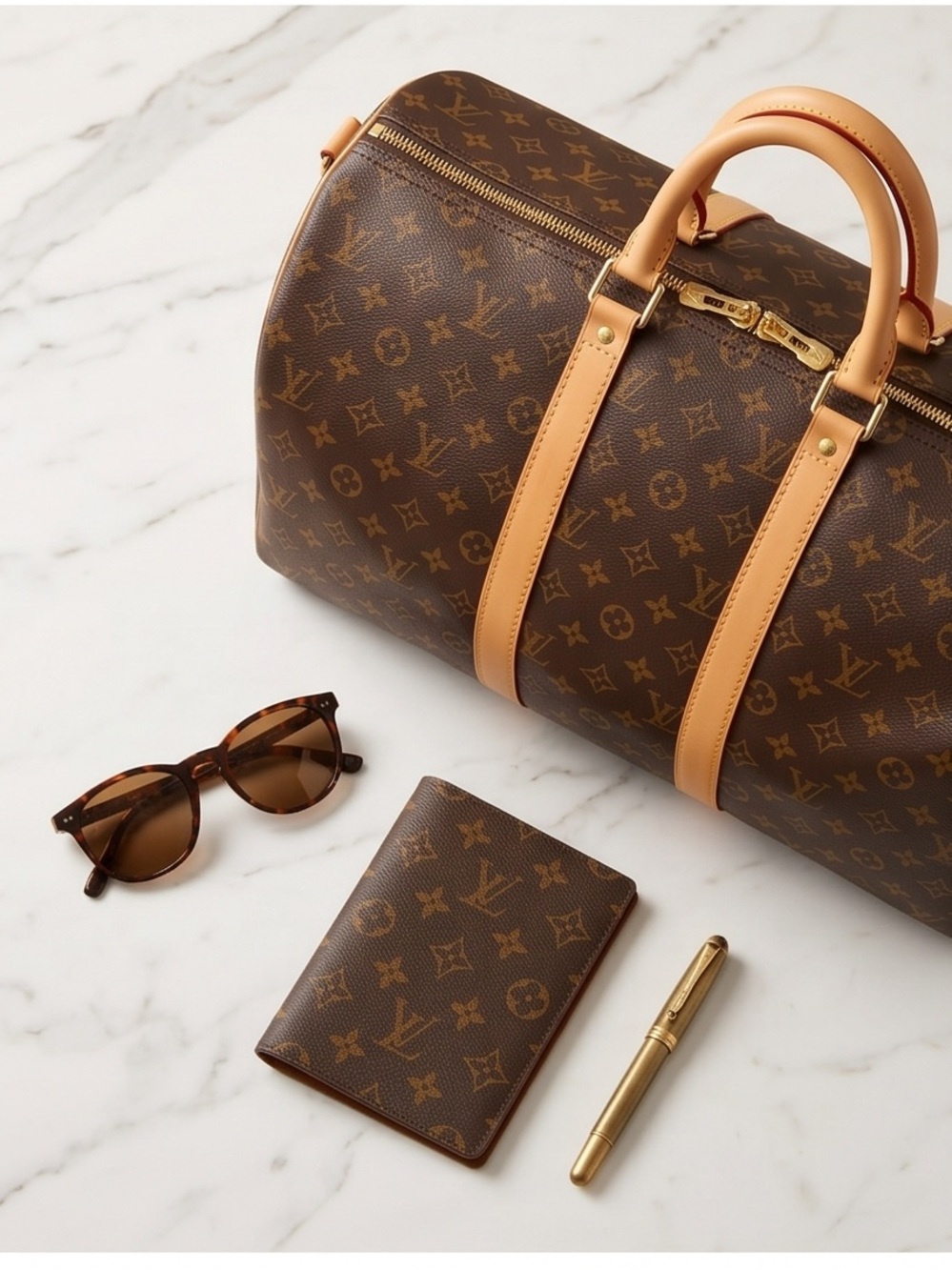 Louis Vuitton Brown Monogram Keepall Bandoulière 45 - Monogram